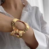 饰品 百搭气质高级感小众设计款 欧美夸张金属风开口手镯女时尚 个性