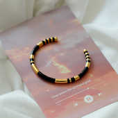 设计感开口撞色珐琅手镯女法国小众黑金彩釉高端轻奢手环个性 饰品