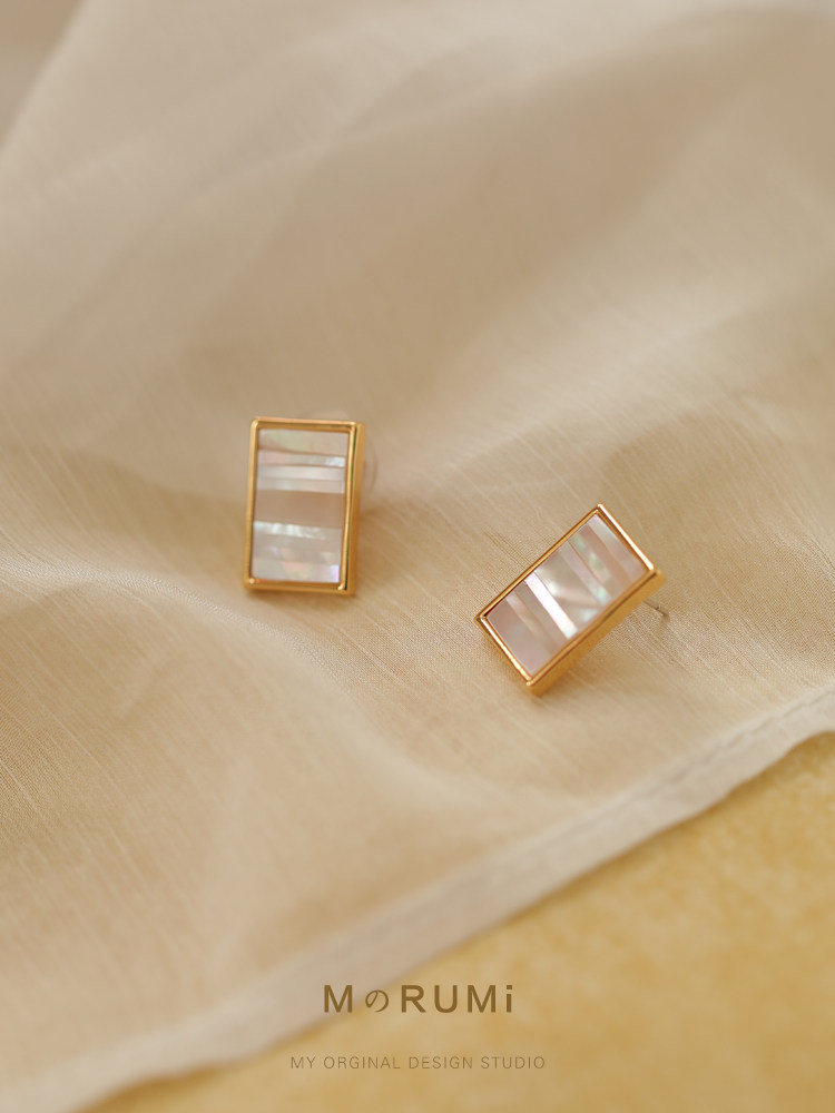 显气质高品质拼接贝壳耳钉