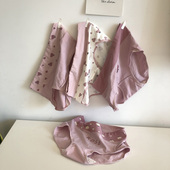 4件 rose玫瑰花豆沙色包臀棉质三角胖次 内裤 韩版 女士中高腰大码