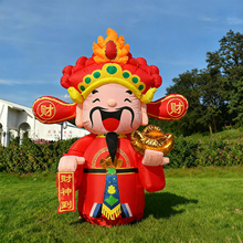 2026充气财神气模 马年吉祥物卡通财神招手模型户外美陈灯光出口