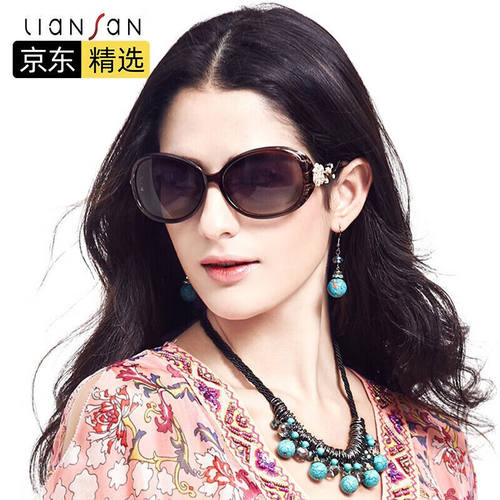 恋上（LianSan）偏光太阳镜女款大框时尚修脸彩膜水钻韩版驾驶镜