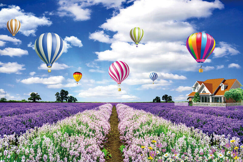 墙纸自粘风景定制壁画贴纸墙画3d立体墙贴客厅电视背景墙贴画薰衣