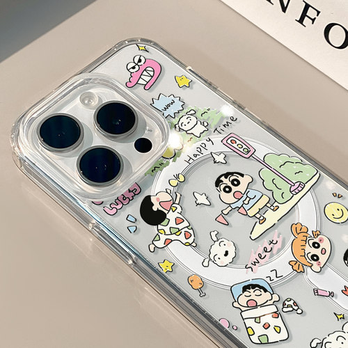 假日小新适用苹果15磁吸卡通透明12手机壳iphone13可爱13pro苹果11创意可爱保护套防摔15ProMax全包趣味