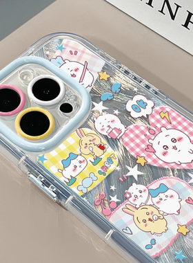 涂鸦吉伊卡哇适用苹果17Pro手机壳简约iphone16promax奶油羽纱oppo可爱华为p80荣耀创意保护套vivo小米15