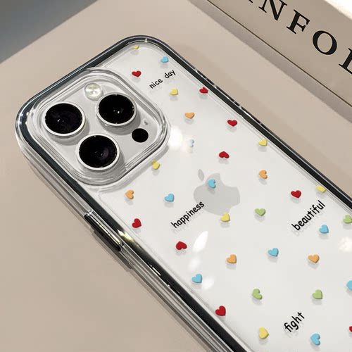彩色爱心波点适用苹果17promax手机壳iPhone16三合一炫彩华为mate70保护套oppo荣耀200创意小米15