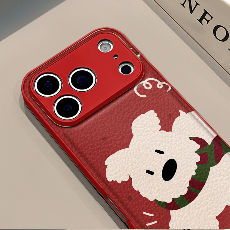 圣诞小狗适用苹果17pro手机壳iphone16pm肤感鼓状皮纹华为p80防摔可爱mate70保护套荣耀oppo防摔小米