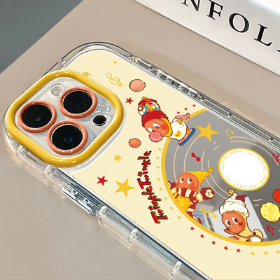 唱片涂鸦适用于苹果17Pro镜面奶油壳iPhone16Promax手机壳华为p80可爱小米15防摔荣耀mate70小众红米