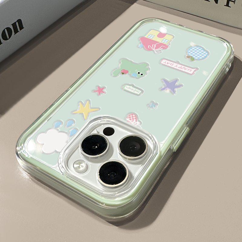 绿猫咪适用苹果17promax手机壳iPhone16三合一炫彩华为mate70保护套oppo荣耀200创意小米15,3C数码配件,手机保护套/壳,淘宝优惠券,粉丝福利购,淘宝优惠卷