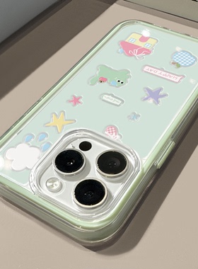 绿猫咪适用苹果17promax手机壳iPhone16三合一炫彩华为mate70保护套oppo荣耀200创意小米15