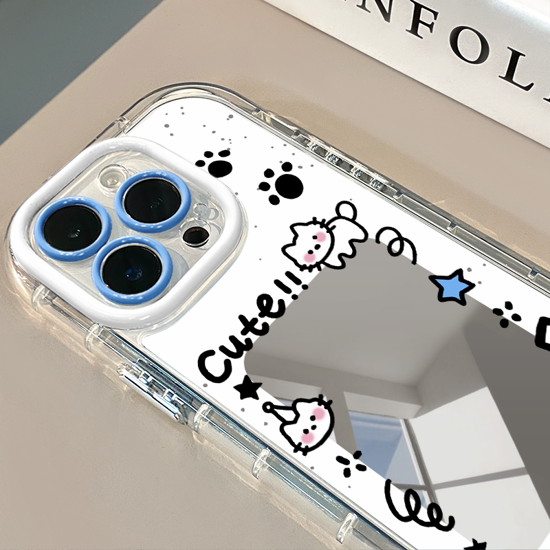 小猫适用于苹果17Pro镜面奶油壳iPhone16Promax手机壳华为p80可爱小米15防摔荣耀mate70小众红米