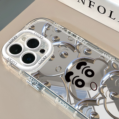 金属卡通镜面适用于16pro华为奶油壳oppo苹果15新iPhone14/12/11promax手机壳真我红米小米13pro/ultra