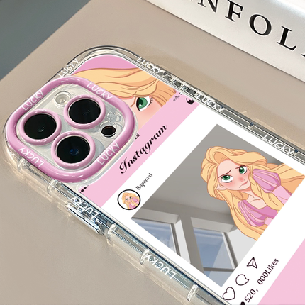 长发公主镜面适用于苹果17奶油壳华为oppo新iPhone16pro/14/12promax手机壳真我红米小米13pro/u