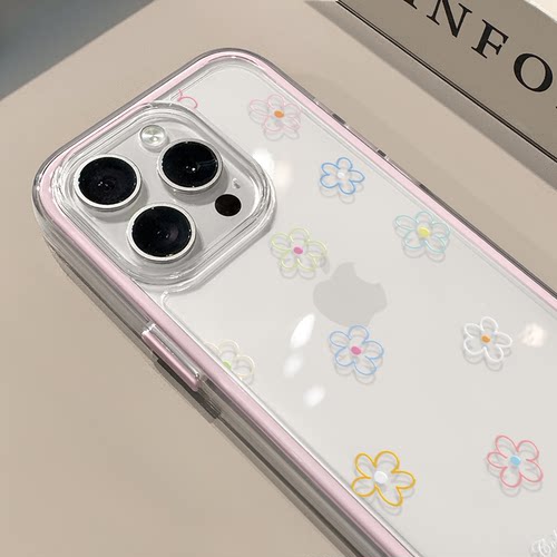 涂鸦线条花朵适用苹果17promax手机壳iPhone16三合一炫彩华为mate70保护套oppo荣耀200创意小米15