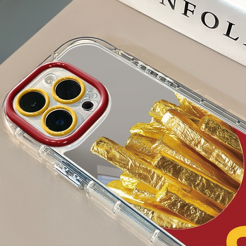 金属薯条适用于苹果17镜面华为oppo奶油壳iPhone16/15/14promax手机壳air真我红米小米13pro/u