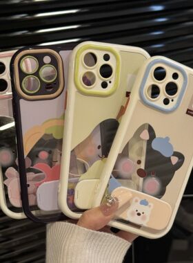 帽子小猪玩偶适用苹果16promax奶油卡通手机壳iphone15防摔华为P70可爱华为mate70pro简约小米小众红米新款