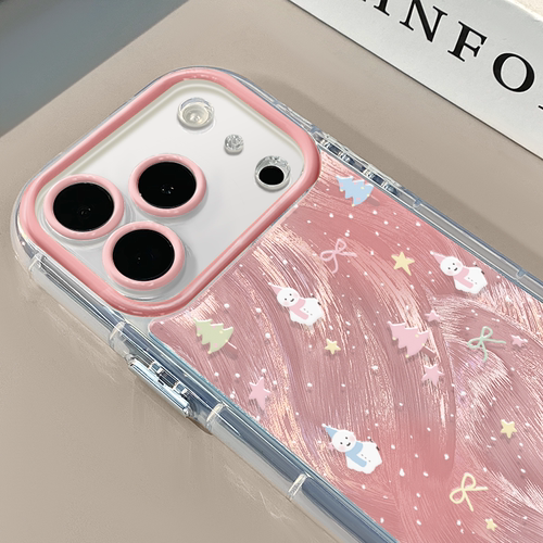 雪人适用苹果17Pro手机壳简约iphone16promax奶油羽纱oppo可爱华为p80荣耀创意保护套vivo小米15