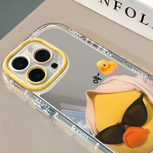 ins个性搞怪墨镜小鸭镜面适用苹果17promax奶油壳华为oppo新iPhone16/15/13promax手机壳真我红米小米13pro