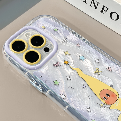 紫色晕染适用苹果17pro奶油羽纱手机壳iphone16可爱华为p80卡通荣耀创意mate70保护套小众小米15新款