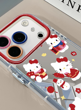 糖葫芦KT猫适用于苹果17Pro镜面奶油壳16Promax手机壳华为p80可爱小米17防摔荣耀mate70小众红米