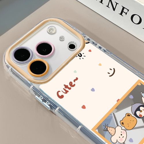 卡通窗口动物适用于苹果17Pro镜面奶油壳iPhone16Promax手机壳华为p80可爱小米17防摔荣耀mate70小众红米