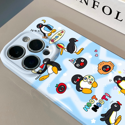 ins简约小清新可爱企鹅适用于华为菲林oppo壳苹果13新iPhone14/12/11promax手机壳真我红米小米13pro/ultra