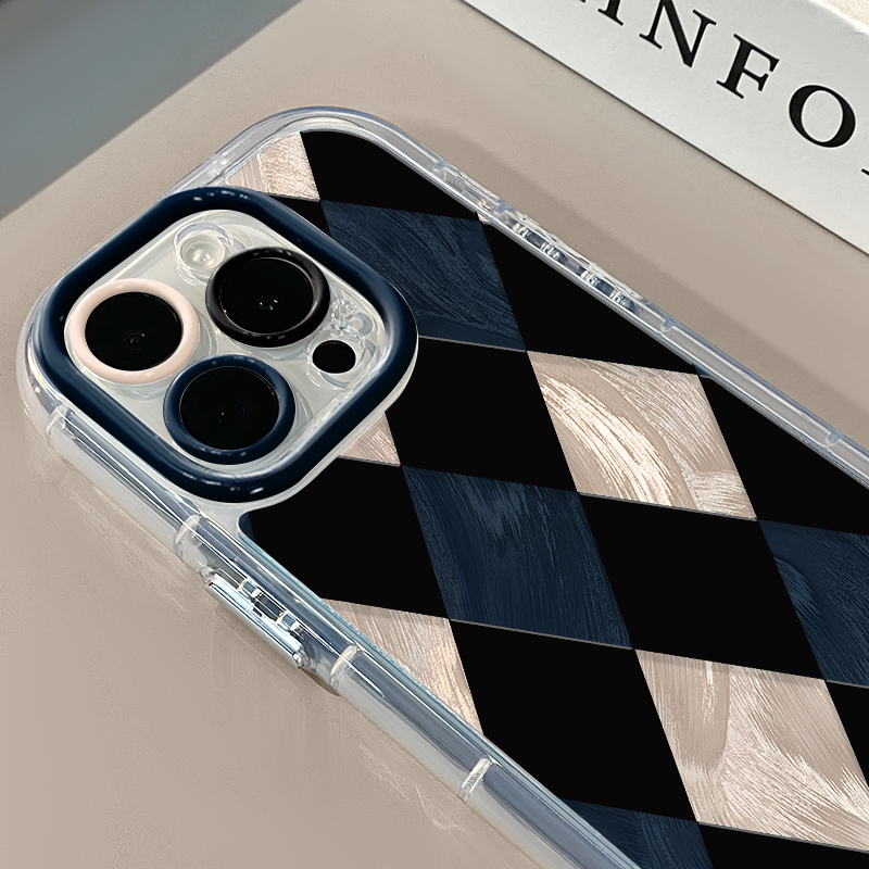 拼色菱形格蓝适用苹果16pro奶油羽纱纹卡通手机壳iphone15pro可爱华为苹果11创意可爱保护套防摔15ProMax,3C数码配件,手机保护套/壳,淘宝优惠券,粉丝福利购,淘宝优惠卷