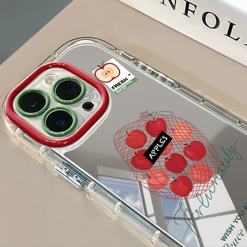 网兜苹果适用于苹果17promax镜面奶油壳iPhone16手机壳华为p可爱小米15防摔保护套mate70小众新款ins风