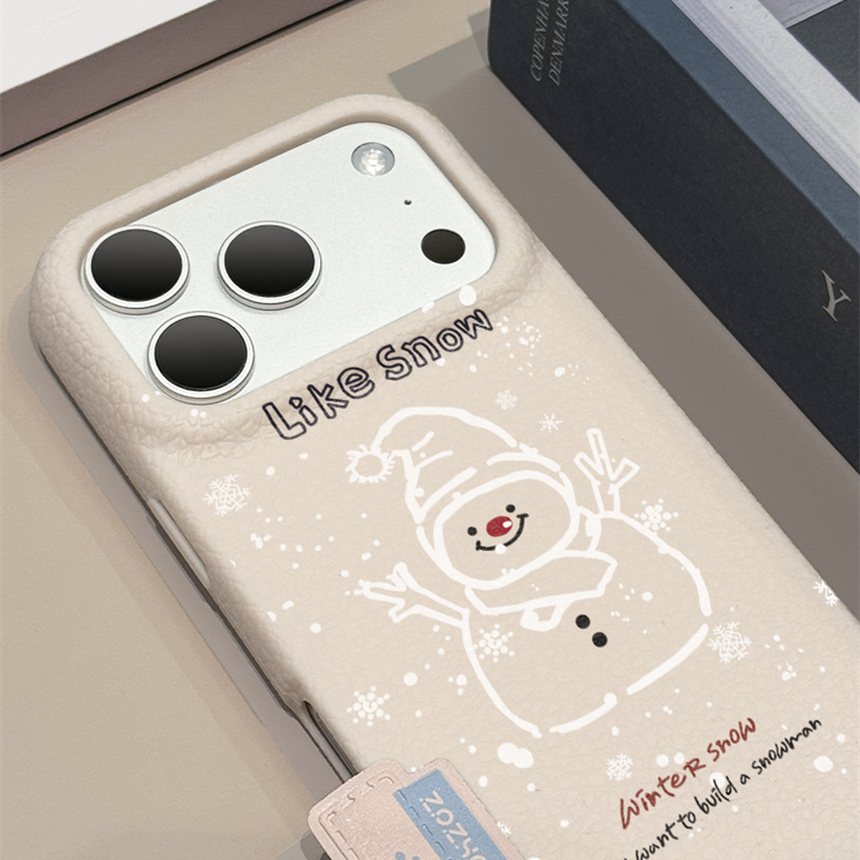 线条雪人适用苹果17pro手机壳iphone16pm皮纹tpu华为p80防摔可爱mate70保护套荣耀oppo防摔小米