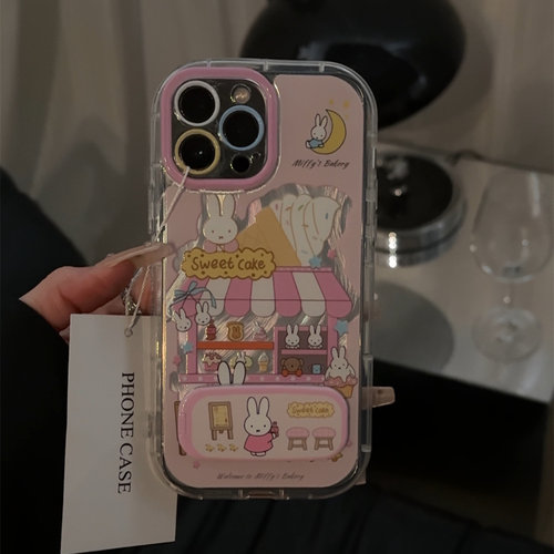米菲兔冰淇淋店适用苹果16pro泡芙羽纱手机壳iphone15卡通可爱华为p荣耀创意可爱mate70保护套小众小米15新款