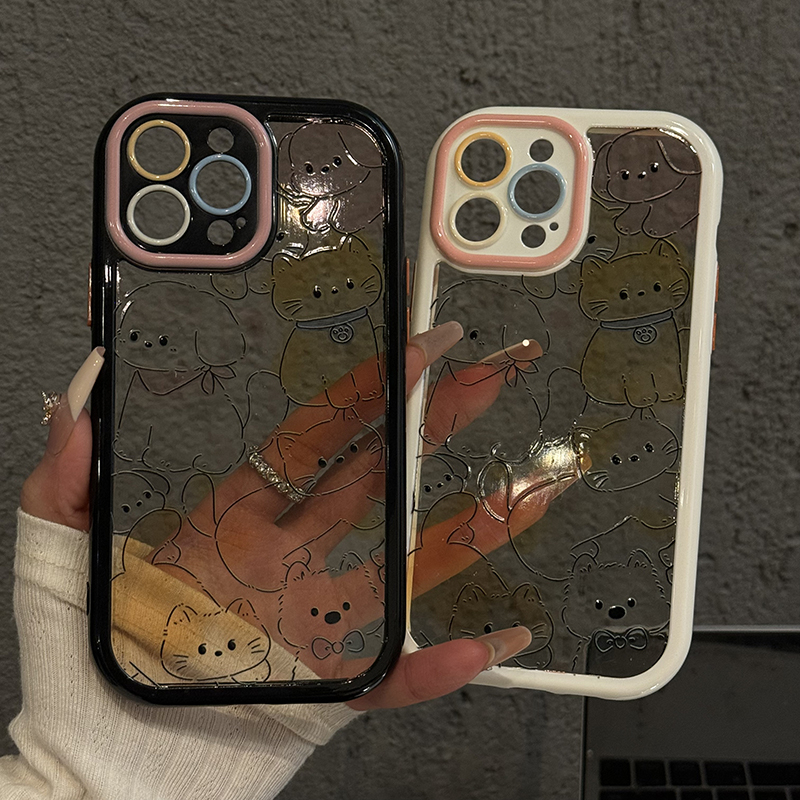 晕染猫咪狗狗适用苹果16promax奶油卡通手机壳iphone15防摔华为P可爱mate70简约小米小众红米k新款ins风