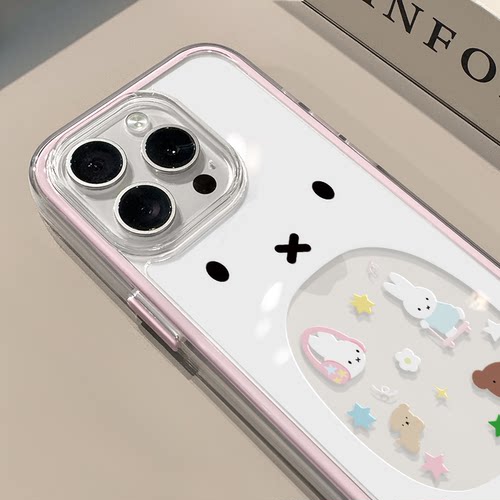 米菲兔口袋适用苹果17pro手机壳iPhone16三合一炫彩可爱15小众华为mate70保护套OPPO荣耀200新款小米