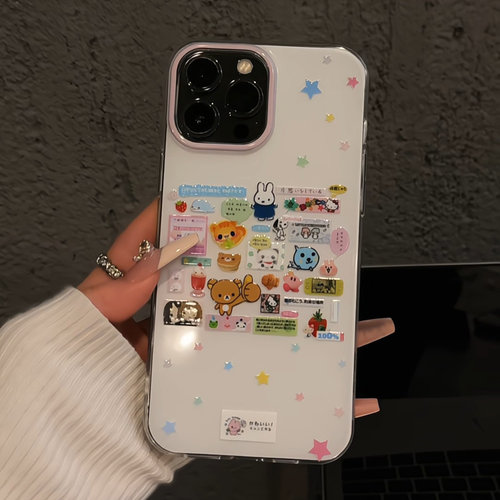 星星玩偶标签适用于苹果17promax双层IMD手机壳iPhone16可爱小众保护套新款潮流红米创意ins风华为mate70