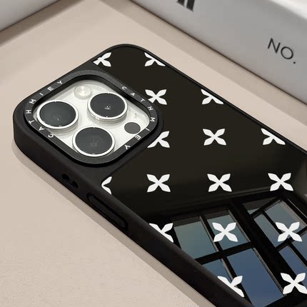 smfk花纹适用苹果16pro黑边手机壳iPhone15镜面可爱ins风14/15/16plus小众女创意13新潮流行12pro新款