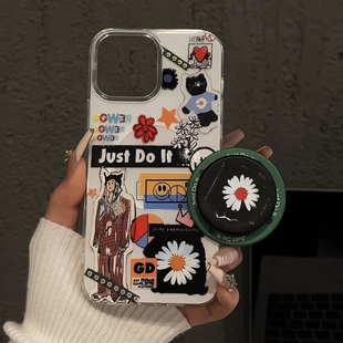 涂鸦GD抽象适用于苹果16promax双层IMD磁吸款 潮流红米创意ins风华为 手机壳iPhone15可爱小众保护套新款