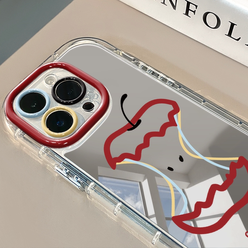 线条苹果核适用于苹果17promax镜面奶油壳iPhone16手机壳华为p可爱小米15防摔air保护套mate70小众新款