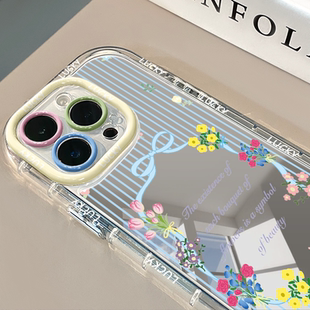 蝴蝶结花束镜面适用于16pro华为奶油壳oppo苹果15新iPhone14 11promax手机壳真我红米小米13pro