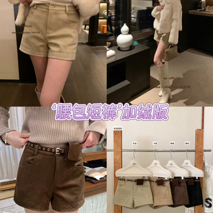 长腿buff️️ 配腰包 腰包复古麂皮休闲短裤 OFFICIAL