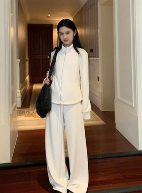 DIGM秋冬极简运动风加厚磨毛卫衣外套+宽松系带休闲裤套装女37130