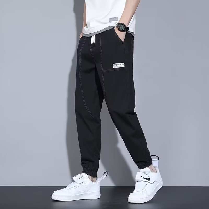 牛仔裤男款宽松夏季束脚哈伦2023新款薄款百搭休闲九分工装长裤子