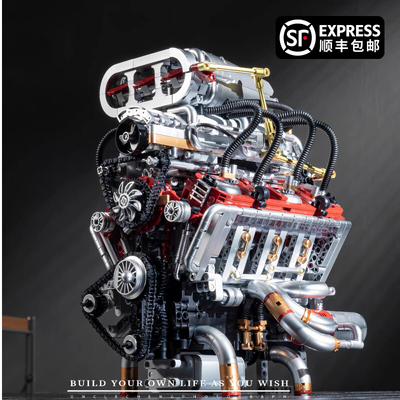 乐高V8发动机积木地狱猫仿真引擎