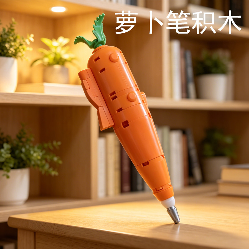 疯狂动物城迪士尼萝卜笔MOC积木创意胡萝卜造型可拼装益智玩具男