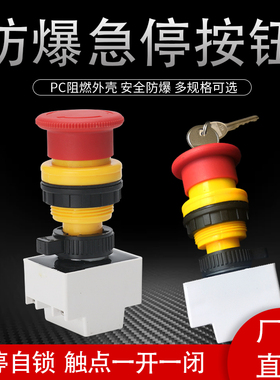 防爆急停开关BA8030防爆防腐控制开关开孔30MM紧急自锁钥匙开关
