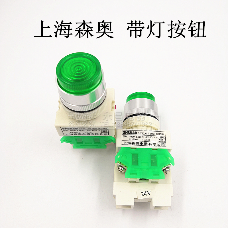 上海森奥 带灯按钮Y090 SAY7 LAY37-11DZS自复/自锁开关 开孔22MM