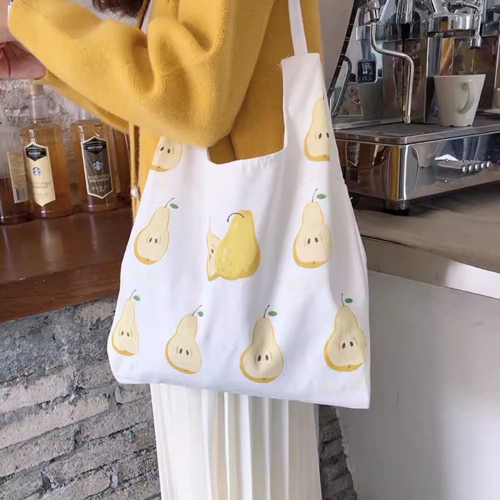 佑木包袋可爱软妹水果帆布背心手提包斜挎单肩购物袋敞口原宿书包