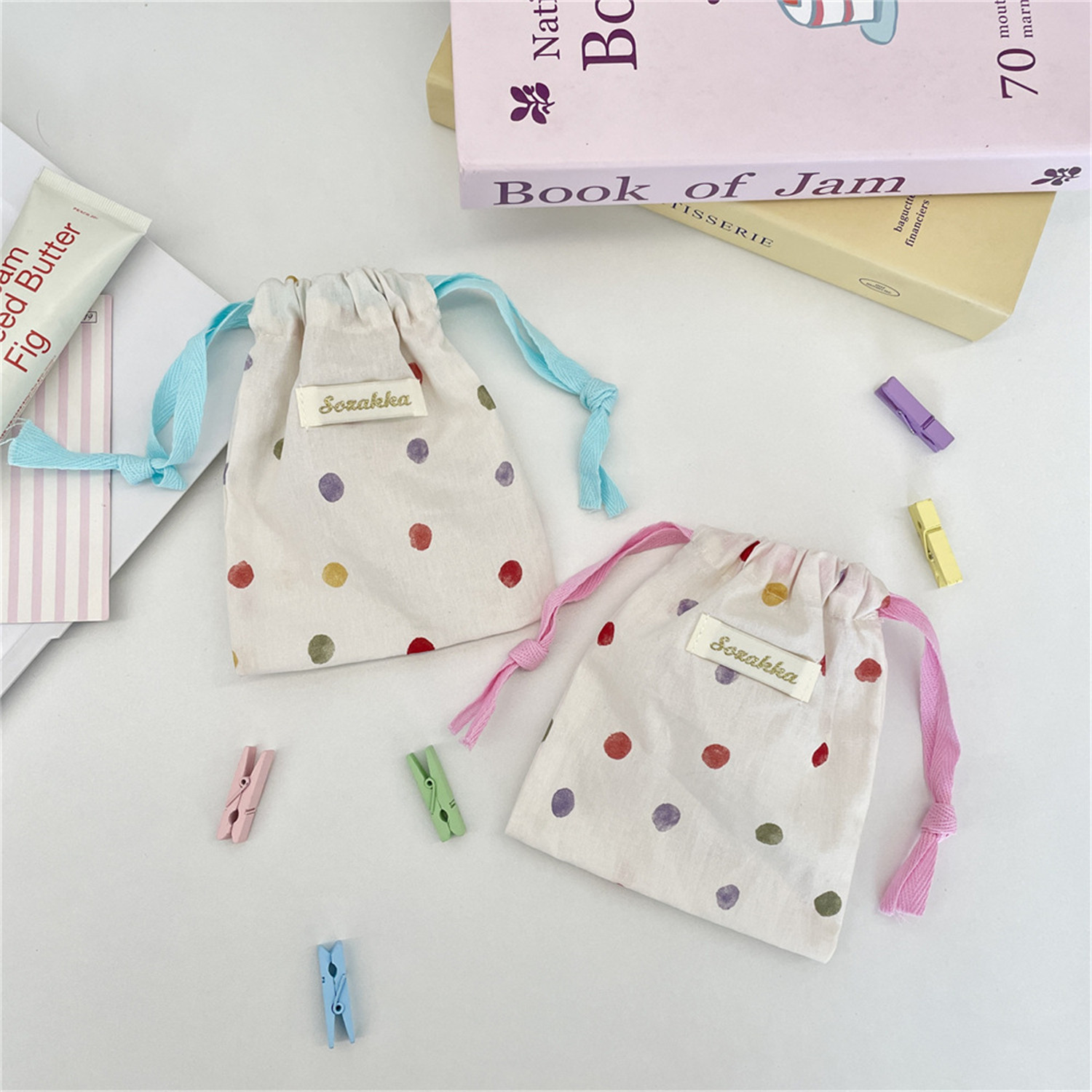 佑木包袋彩绳波点抽绳束口收纳袋小物件学生杂物便携洗漱分装布包,收纳整理,其他收纳袋,淘宝优惠券,粉丝福利购,淘宝优惠卷