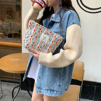 ins韩风彩虹糖豆化妆包迷你随身