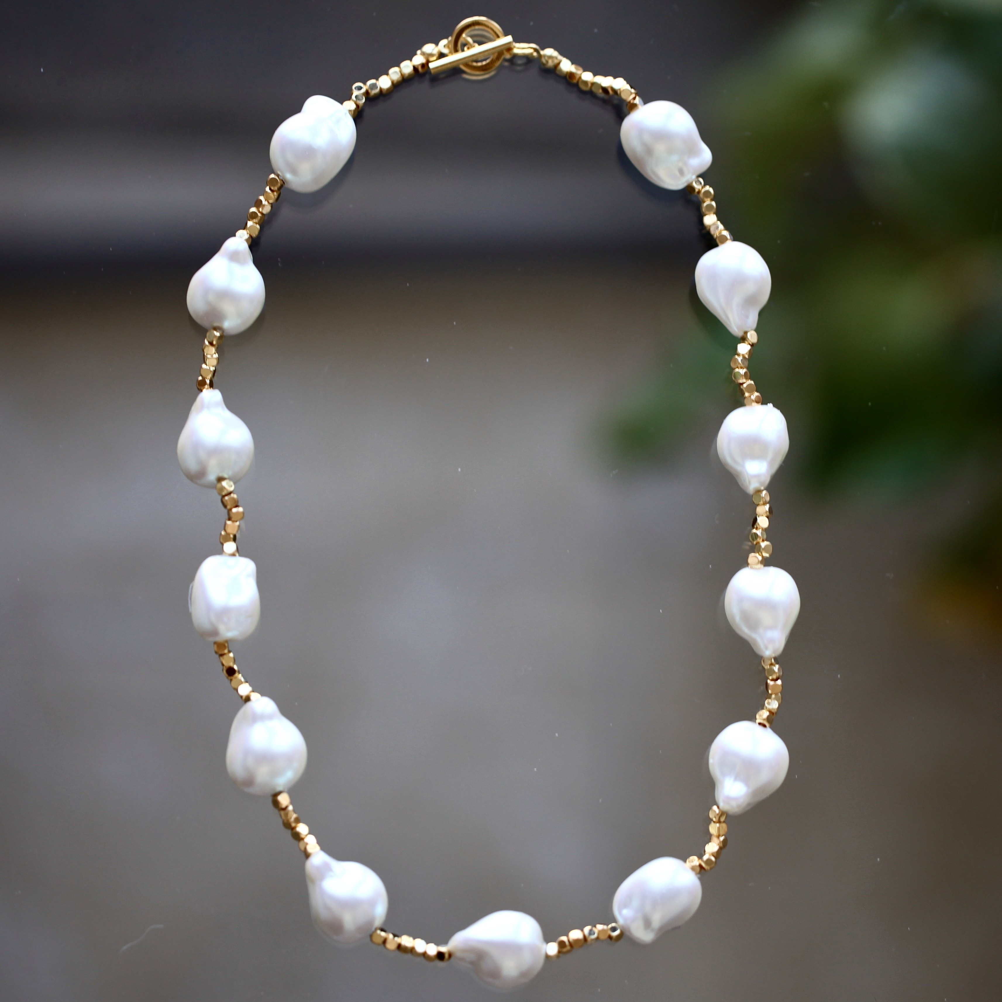 法式小众优雅复古小香风仿巴洛克异形珍珠气质镀18k金锁骨项链女