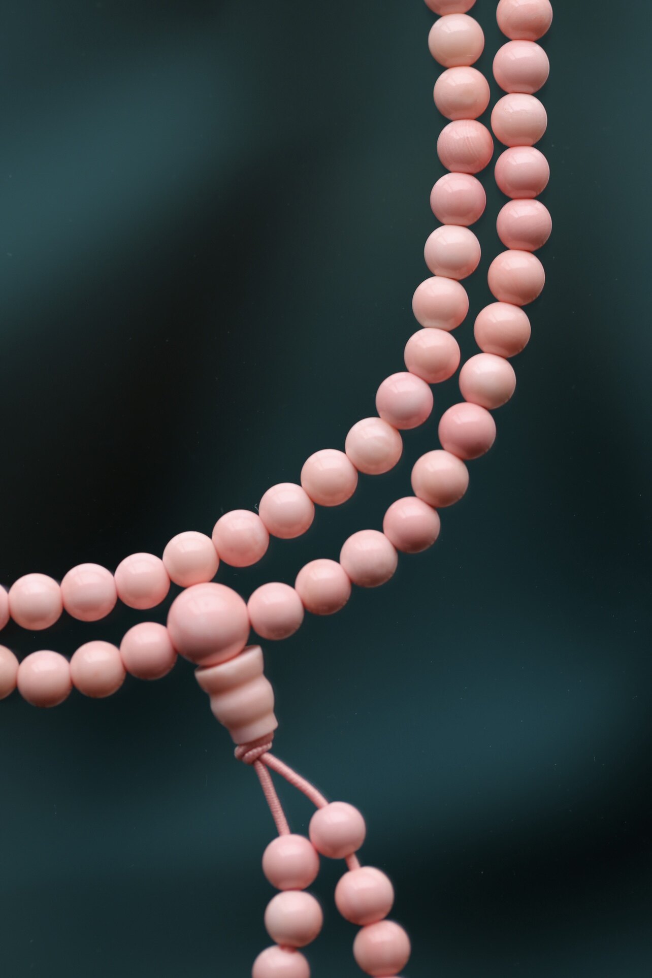 천연 심해 컬렉션 등급 핑크 쉘 YONGHE 쉘 크리스탈 5MM 108 구슬 묵주 팔찌 목걸이