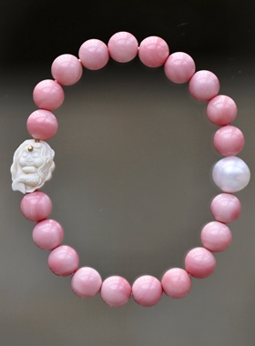 天然猛犸象牙精雕美人鱼珊瑚贝串